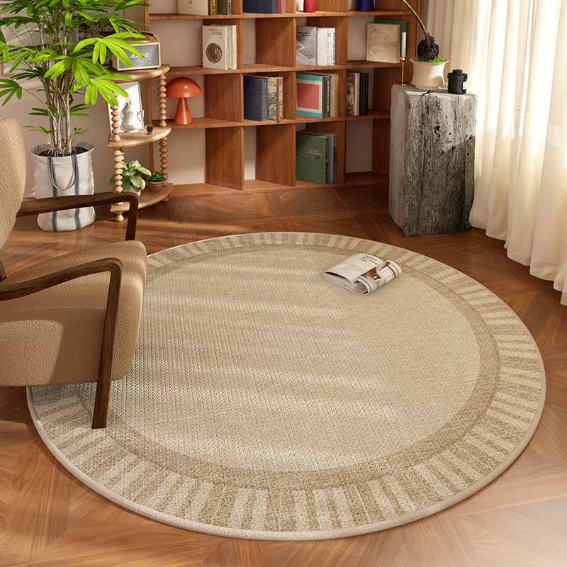 圆形日式侘寂风地毯卧室书房客厅高级感地垫化妆台转椅复古防滑垫,居家布艺,地毯,淘宝优惠券,粉丝福利购,淘宝优惠卷
