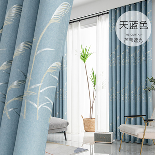 3.1米超高门幅加厚遮光隔热简约客厅落地窗帘挂钩打孔成品定制