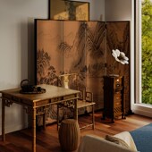东方美学新古典屏风折叠移动客厅玄关茶室卧室床头背景墙L形折屏