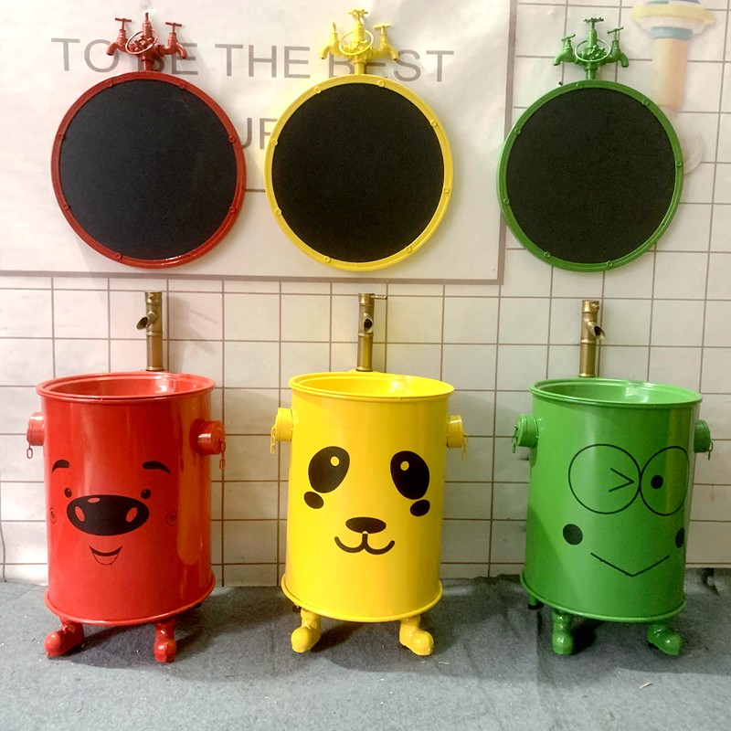 幼儿园洗手盆彩色儿童洗脸盆卡通学校立柱洗工业风洗漱台创意卫浴