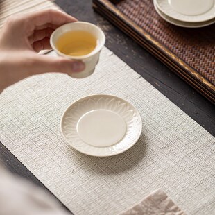定窑莲瓣杯垫隔热茶杯托中式复古家用功夫茶具创意茶托防烫隔热垫