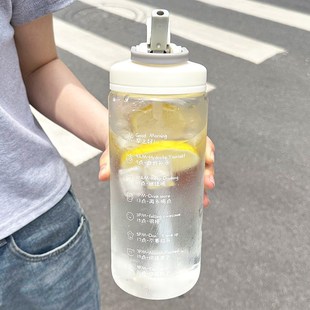 高硼硅玻璃杯夏季2024新款柠檬水杯办公室大容量1000ml吸管喝水杯