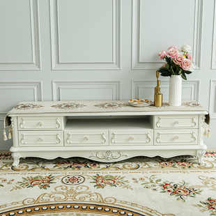 欧式电视柜桌布布艺五斗柜橱柜米色鞋柜垫子盖布盖巾防尘罩台布