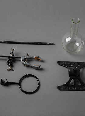 工业风铸铁金属实验室花架烧瓶型花器玻璃花瓶摆件装饰手冲咖啡架