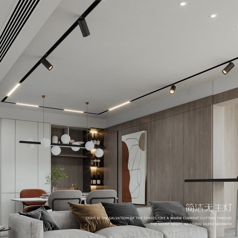 磁吸轨道灯家用射灯嵌入式无主灯照明白色明装导轨led轨道线条灯,家装灯饰光源,室内LED灯带,淘宝优惠券,粉丝福利购,淘宝优惠卷