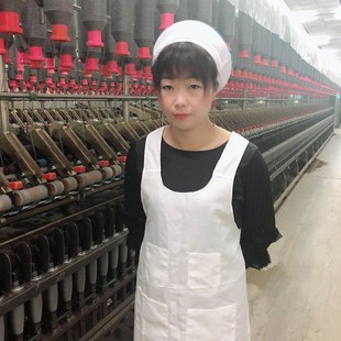 纺织厂围裙帽子挡车工白色花衣袋不粘毛透气食品织布食堂饭单围腰