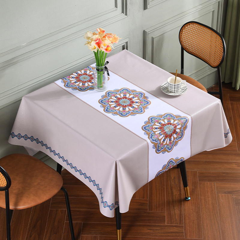 桌布免洗防油防水防烫正方形餐桌台布新款中式茶几垫长方桌餐布艺,居家布艺,桌布,淘宝优惠券,粉丝福利购,淘宝优惠卷