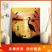 数字油画diy填充油彩画填色涂色解闷减压手工挂画风景晚霞动物
