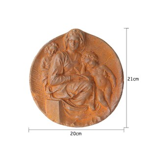 爱上花园 园艺杂货花园做旧锈色装饰摆件铸铁圆盘米开朗基罗