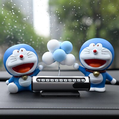 卡通蓝猫临时停车号码牌金属挪车电话牌汽车装饰创意数字移车摆件