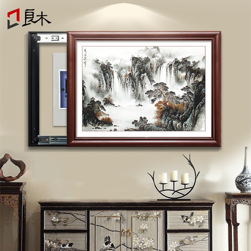 实木电表箱装饰画中式国画遮挡强弱配电箱电闸空开箱总开关电 盒,家居饰品,现代装饰画,淘宝优惠券,粉丝福利购,淘宝优惠卷
