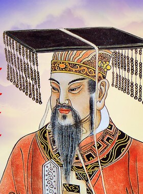 三皇大帝伏羲神农黄帝人文始祖客厅装饰画丝绸卷轴挂画人物画像