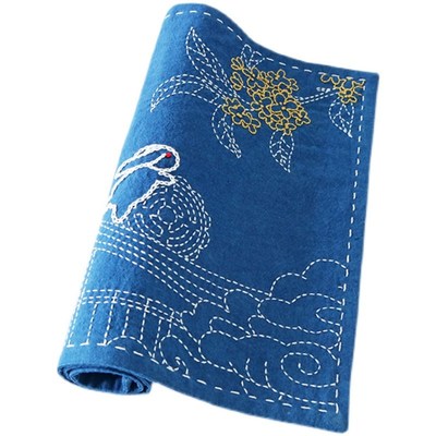 刺子绣茶席材料包布艺手工DIY隔热垫桂花玉兔中秋节印刷图案设计