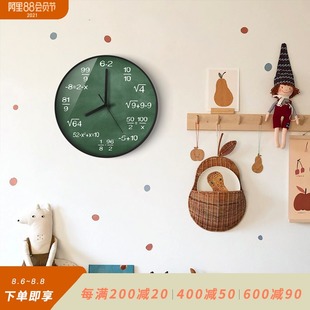 三小姐数学公式个性创意挂钟客厅书房装饰钟表卧室儿童房静音时钟