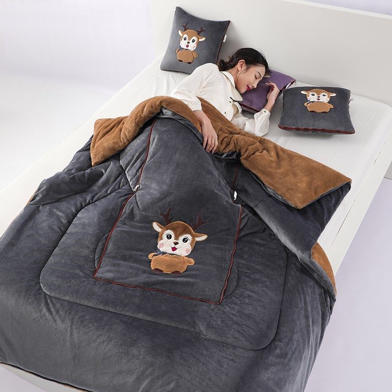 冬季加厚多功能抱枕被汽车靠垫二合一办公室沙发午休水晶绒空调毯,居家布艺,抱枕被,淘宝优惠券,粉丝福利购,淘宝优惠卷