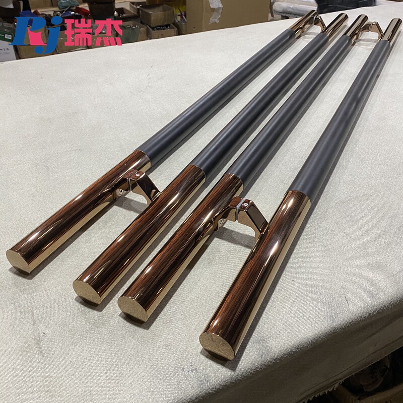 不锈钢加厚扶手玻璃门把手酒店大门拉手木门双开门把手定制玫瑰金