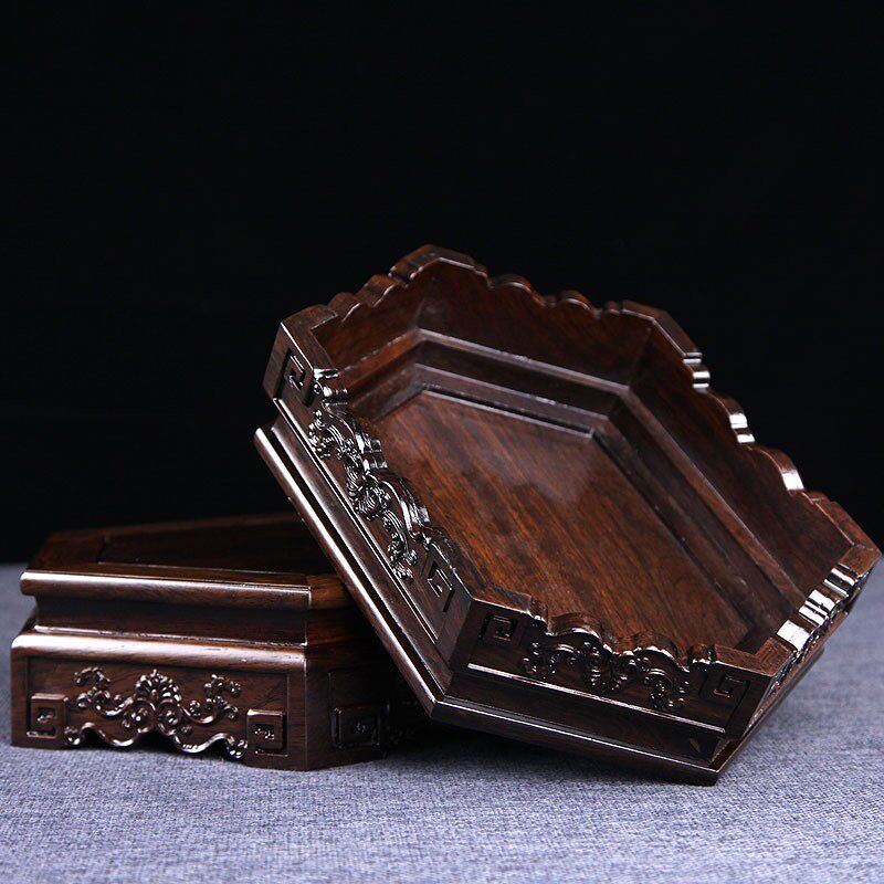 黑檀木六角底座实木质雕刻工艺品摆件底座花瓶花盆茶壶红木底座,家居饰品,木雕,淘宝优惠券,粉丝福利购,淘宝优惠卷