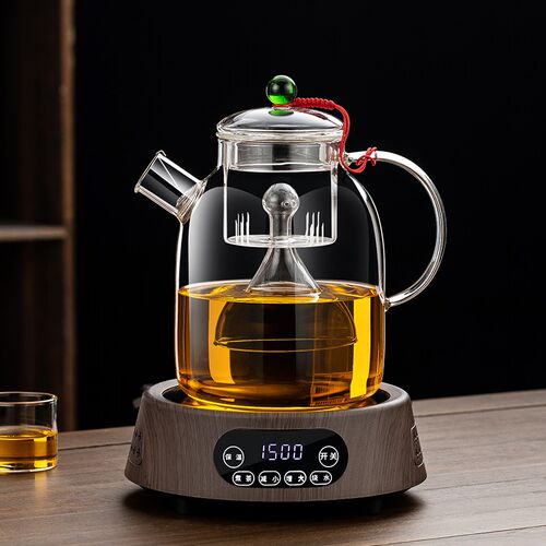 2024新款加厚全玻璃蒸茶壶大容量烧水蒸茶喷淋式煮茶器电陶炉套装