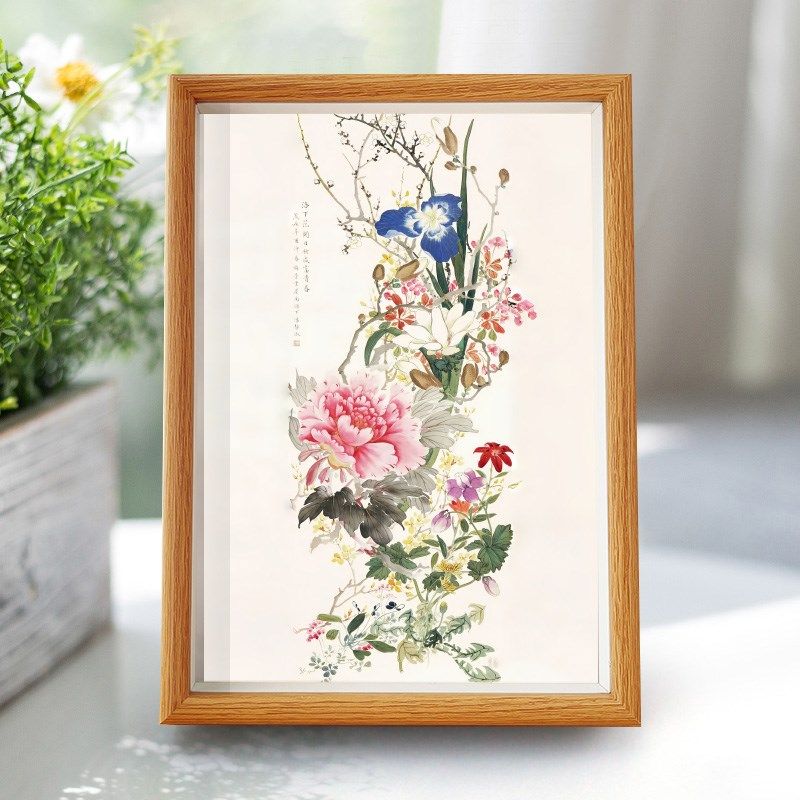 国画牡丹花鸟装饰画客厅玄关走廊过道挂画竖版实木有框画房间摆件,家居饰品,国画,淘宝优惠券,粉丝福利购,淘宝优惠卷