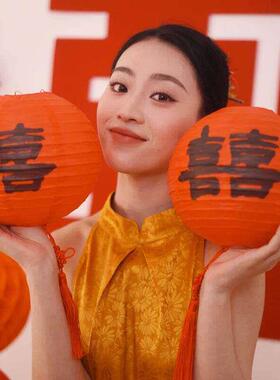 结婚红色喜字灯笼中式囍字婚礼树挂摆件新娘拍照道具婚房布置装饰