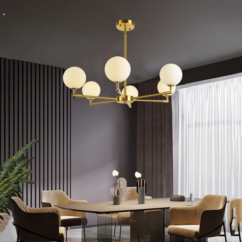欧式玻璃吊灯艺术客厅温馨卧室餐厅灯六头分子方向可调跨境灯具