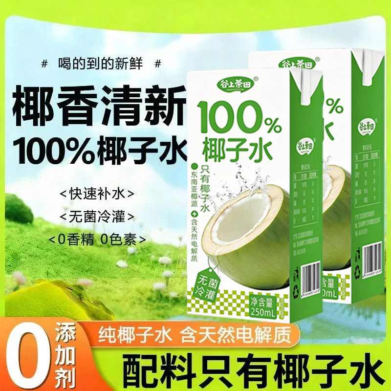 【配料表只有椰子水】椰子水250ml*10盒装清爽解腻孕妇椰子水,咖啡/麦片/冲饮,电解质饮料,淘宝优惠券,粉丝福利购,淘宝优惠卷