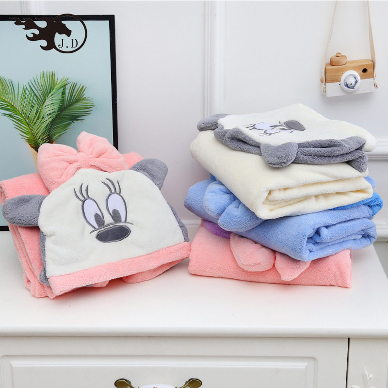 婴儿珊瑚绒抱被毯儿童卡通连帽超柔软吸水洗澡浴巾宝宝斗篷毛巾被,婴童用品,浴巾,淘宝优惠券,粉丝福利购,淘宝优惠卷