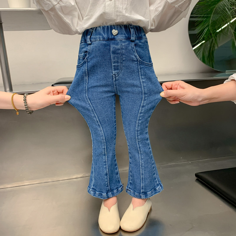 女童牛仔裤2023新款儿童春夏洋气裤子女孩宽松夏装休闲长裤微喇裤