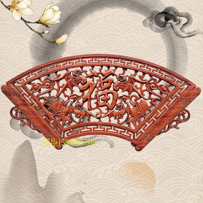 东阳木雕挂件壁饰 木雕画香樟实木雕刻工艺品 背景墙壁挂80*40扇,家居饰品,木雕,淘宝优惠券,粉丝福利购,淘宝优惠卷