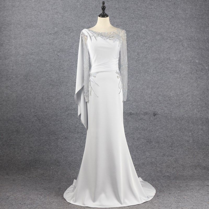 新款晚礼服长袖优雅简约显瘦气质轻奢长裙主持人年会聚会礼服裙