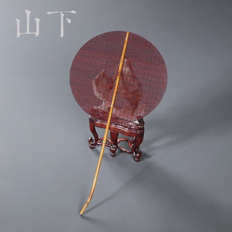 安吉手工竹丝团扇麈尾扇古风扇子仿古竹扇夏季圆扇子影视拍摄道具
