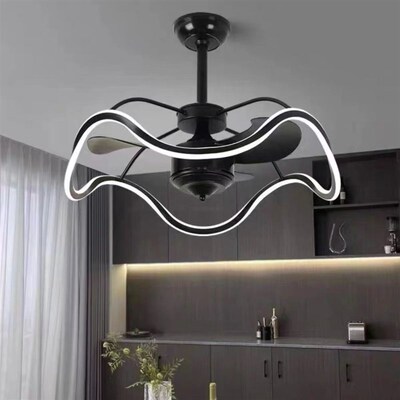 北欧创意餐厅风扇灯大风力卧室书房吊扇灯2024新款一体电风扇吊灯