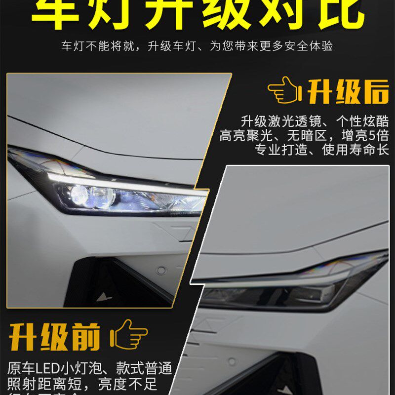 精刚LED双光透镜适用长安UNI-T K V升级直射激光炮矩阵大灯改装