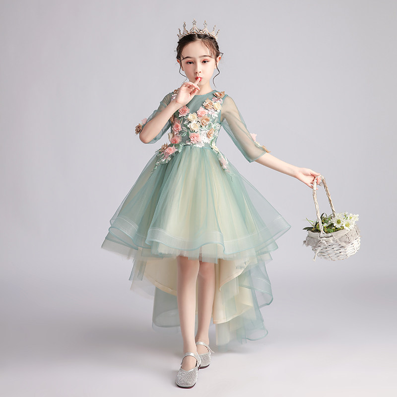 花童公主裙女童蓬蓬纱生日女孩走秀儿童主持人礼服演出服绿色高端,童装/婴儿装/亲子装,儿童礼服,淘宝优惠券,粉丝福利购,淘宝优惠卷
