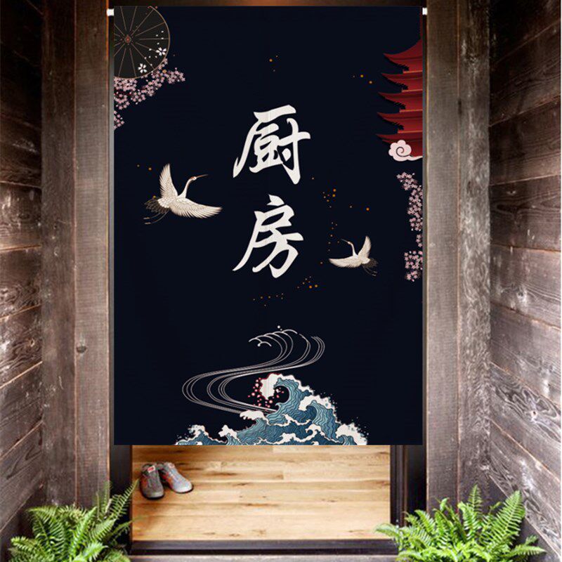 门帘隔断帘日式厨房防油烟半帘餐厅后厨饭店遮丑帘小吃店帘子定制