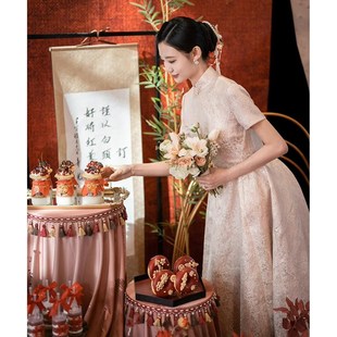 旗袍敬酒服小个子平时可穿气质订婚连衣裙回门礼服女2024新款中式