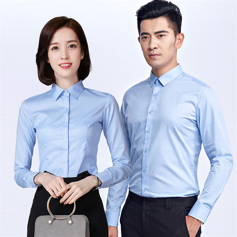 中国铁建工作服高端竹纤维蓝衬衫中铁系统工装男女长短袖衬衣定制