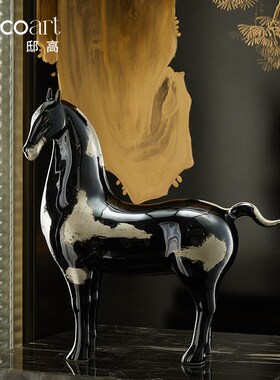 邸高酒店样板间厨房餐厅橱柜边柜软装陈列墨染果盘铜马设计师摆件
