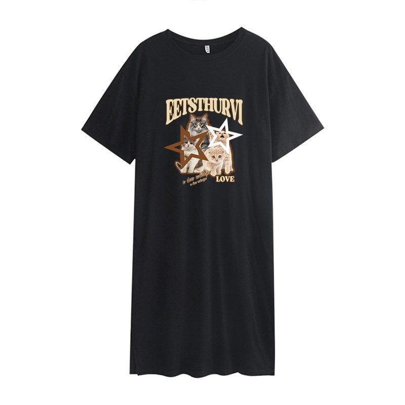 夏季黑色显瘦新款连衣裙女圆领纯棉短袖长款t恤胖mm遮肚藏肉裙子,女装/女士精品,连衣裙,淘宝优惠券,粉丝福利购,淘宝优惠卷