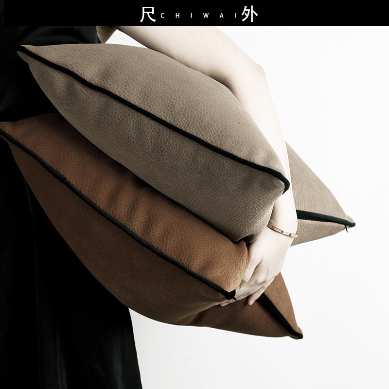 波尔图日落咖色沙发抱枕头客厅轻奢高级感素色靠垫飘窗腰枕套
