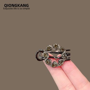 琼康发饰~气质水钻圆形镂空发夹侧边刘海夹高级感顶夹前额碎发夹