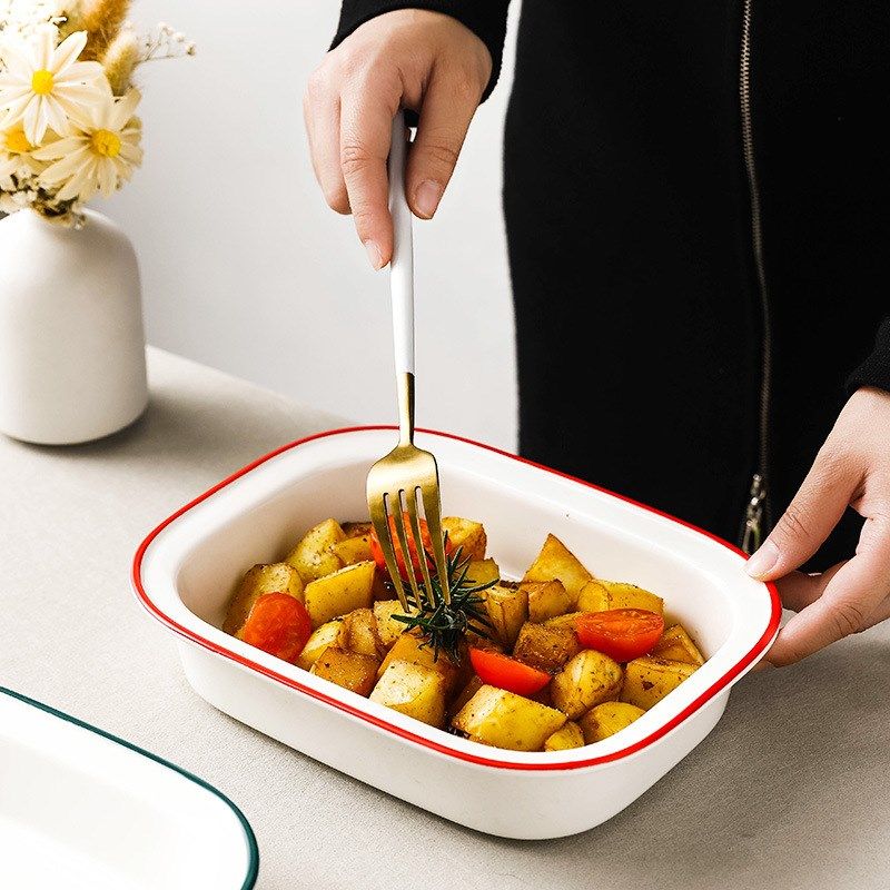 创意沙拉芝士焗饭烤盘陶瓷翻边正长方烤箱餐具意面烘焙深汤烤鱼盘