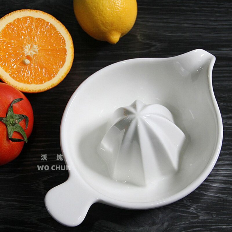 橙子柠檬榨汁器手动挤压汁器陶瓷手动挤水果榨汁器辅食研磨器~