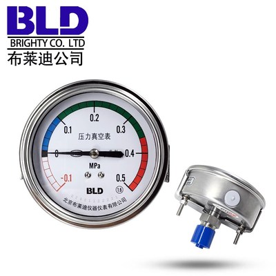 YTH98ZK不锈钢轴向卡子压力表北京布莱迪灭菌室面板安装高温表BLD
