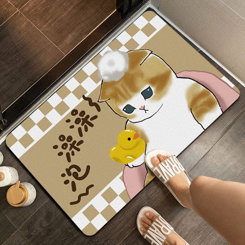 猫咪软硅藻泥浴室可爱吸水地垫速干防滑脚厕所门口家用卫生间地毯