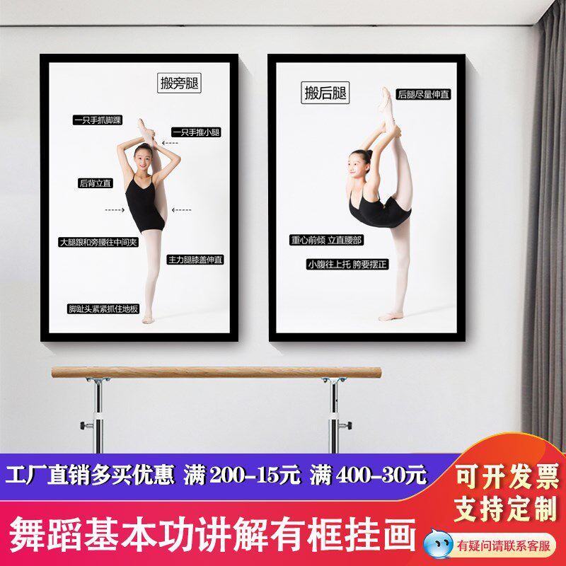 舞蹈基本功有框画动作儿童芭蕾舞壁画创意布置艺术学校练功房挂画