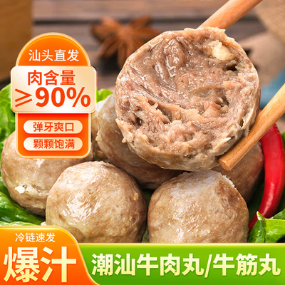 正宗潮汕手工Q弹爆汁牛丸火锅