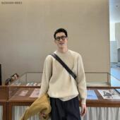 Tian 纯色肌理感设计圆领针织衫 男秋冬新款 Nick 高级感毛衣打底衫