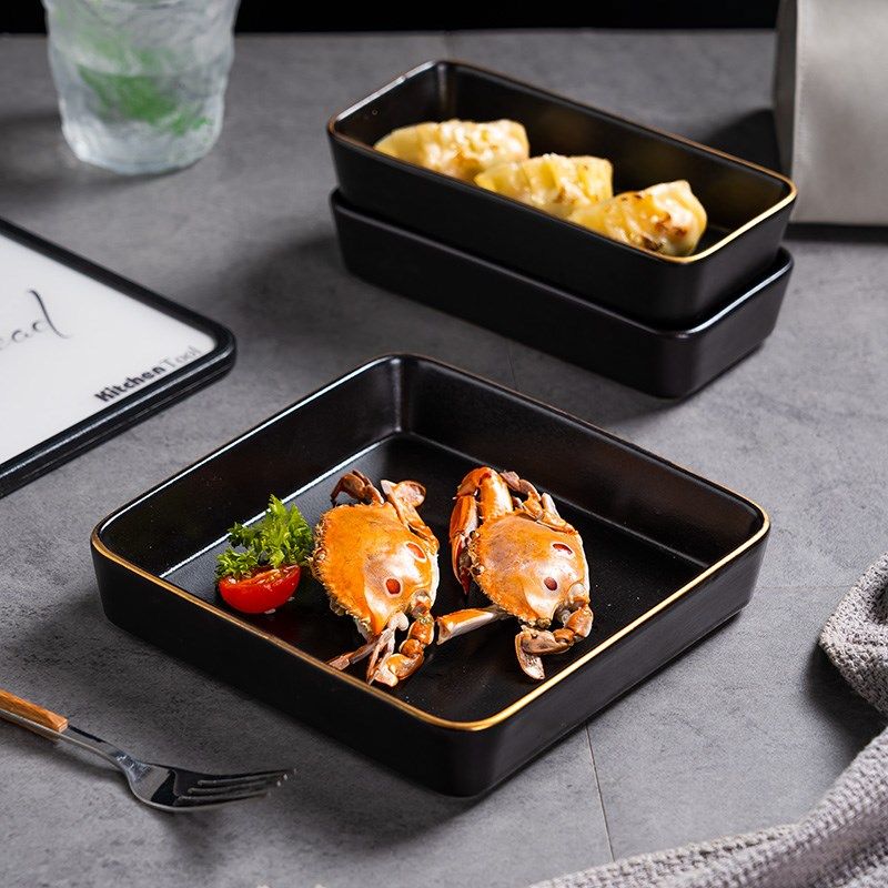 新款家用创意陶瓷磨砂正方烤盘烤箱微波炉烤碗芝士焗饭长方盘