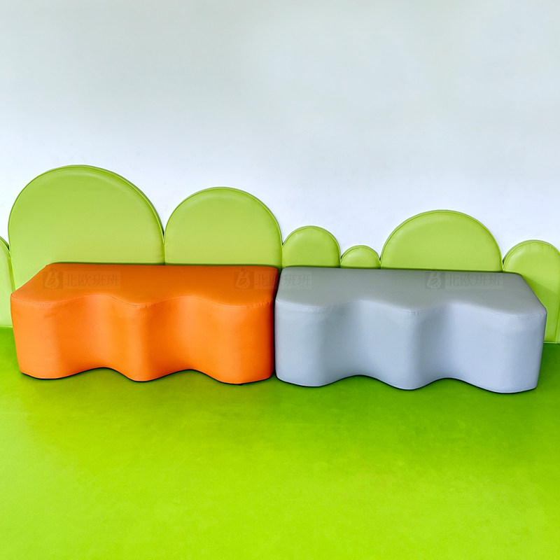 幼儿园早教中心培训机构等候休息区儿童创意皮艺单个长条波浪沙发,商业/办公家具,商用休闲凳,淘宝优惠券,粉丝福利购,淘宝优惠卷